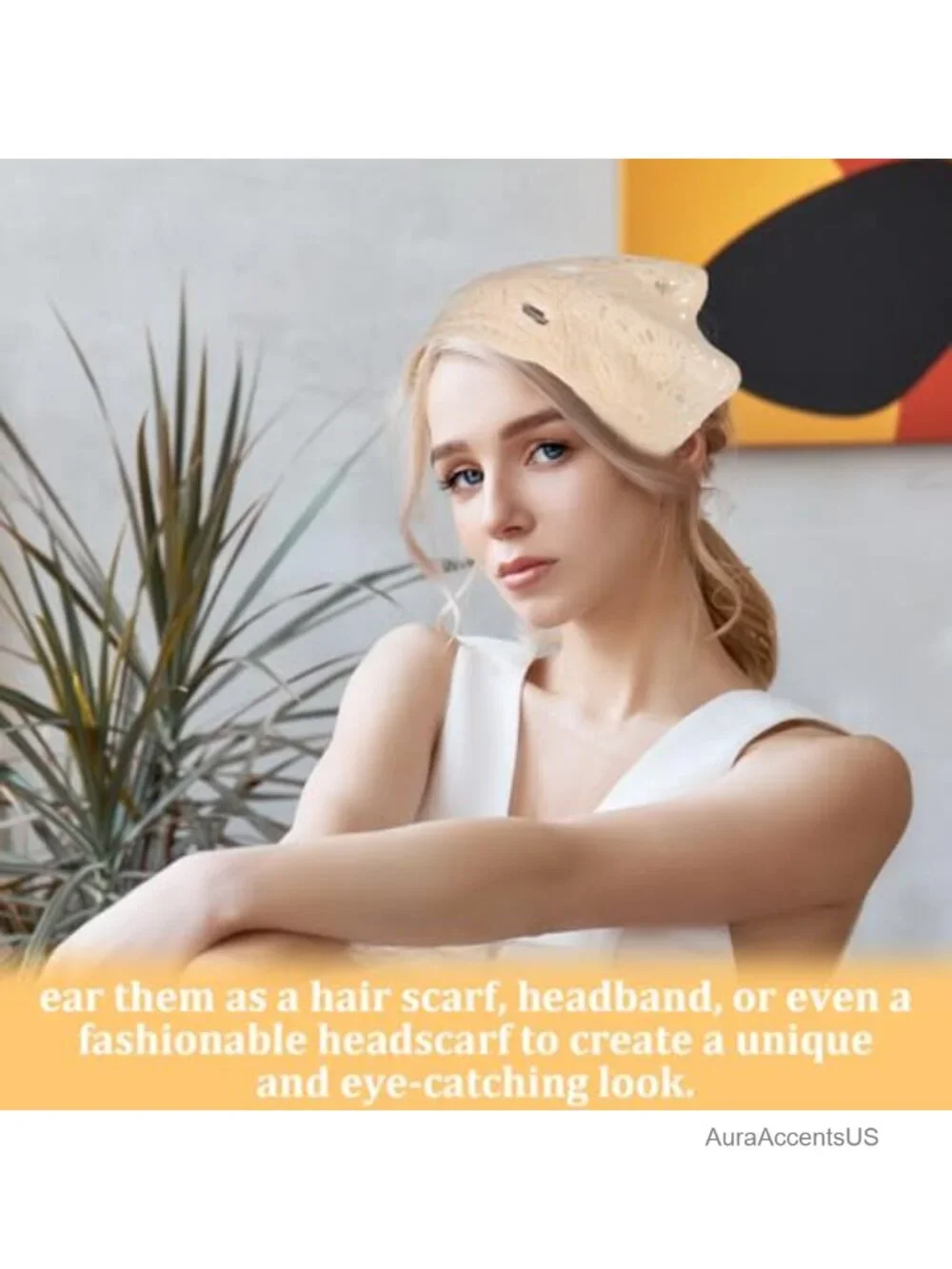 4pc Ladies Crochet Headband Scarf Wool Knitted Hair Wrap Women Headwear